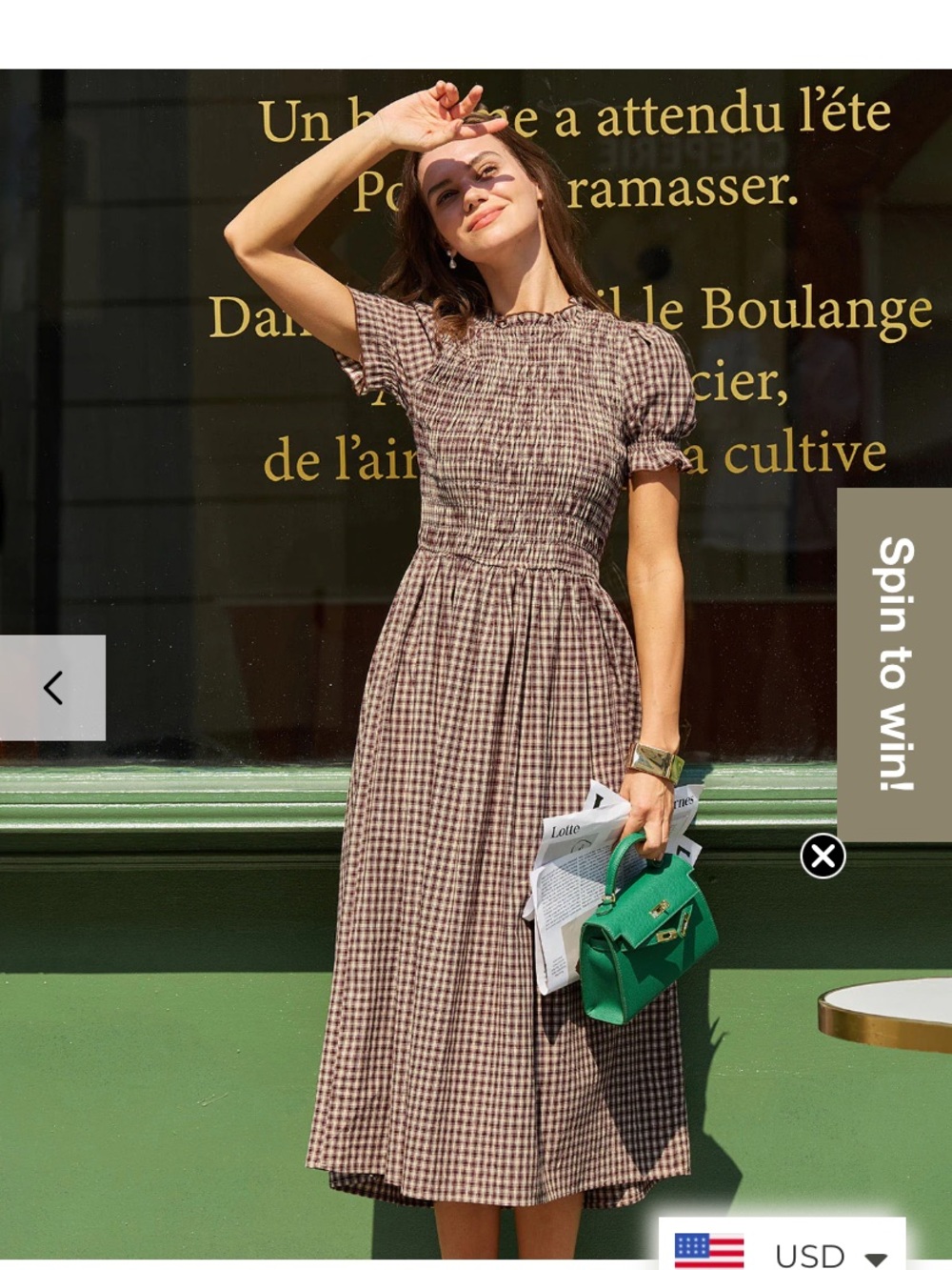 RIHOAS Brown Gingham Smocked Maxi Dress - Picture 4 of 10